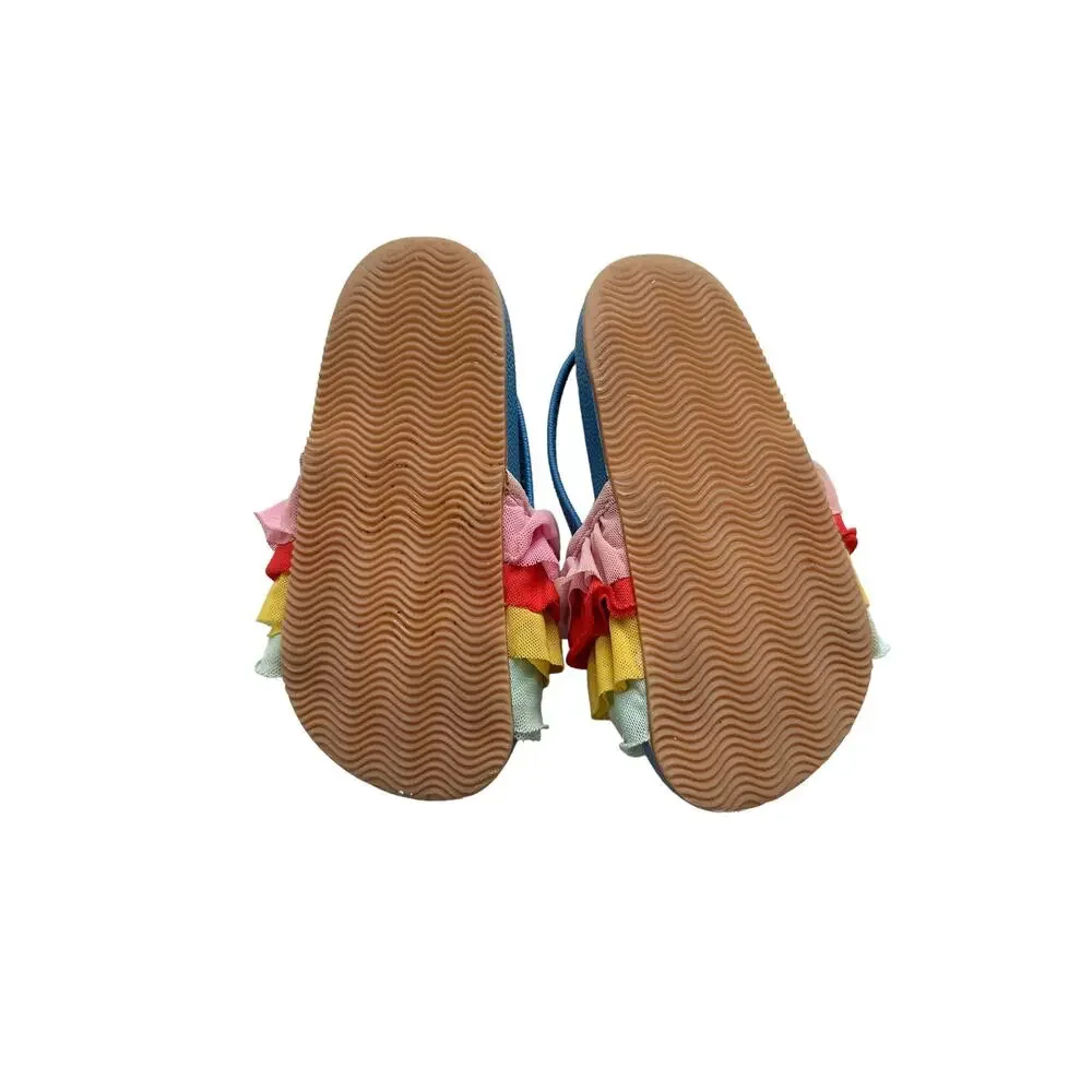 Hanna Andersson Rainbow Ruffle Sandals Size 7c